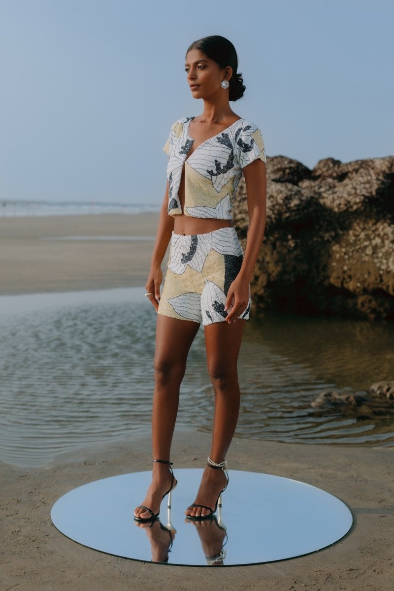 Lily Rose Short in Yellow Oceanus x By Poppy - Oceanus Swimwear