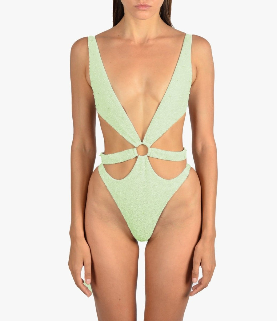 Carlotta Halterneck Premium Swimsuit in mint greem color